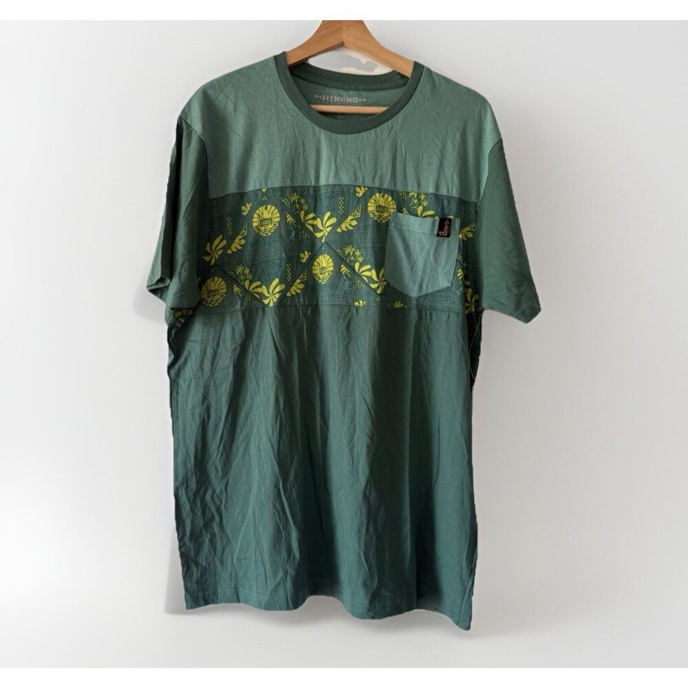 Hinano Tahiti Green T-Shirt Mens L Tribal Hawaiian Graphic Tee NWT READ!